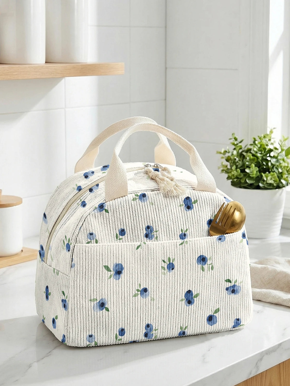 Sac Repas Isotherme Corduroy – Motif Myrtilles